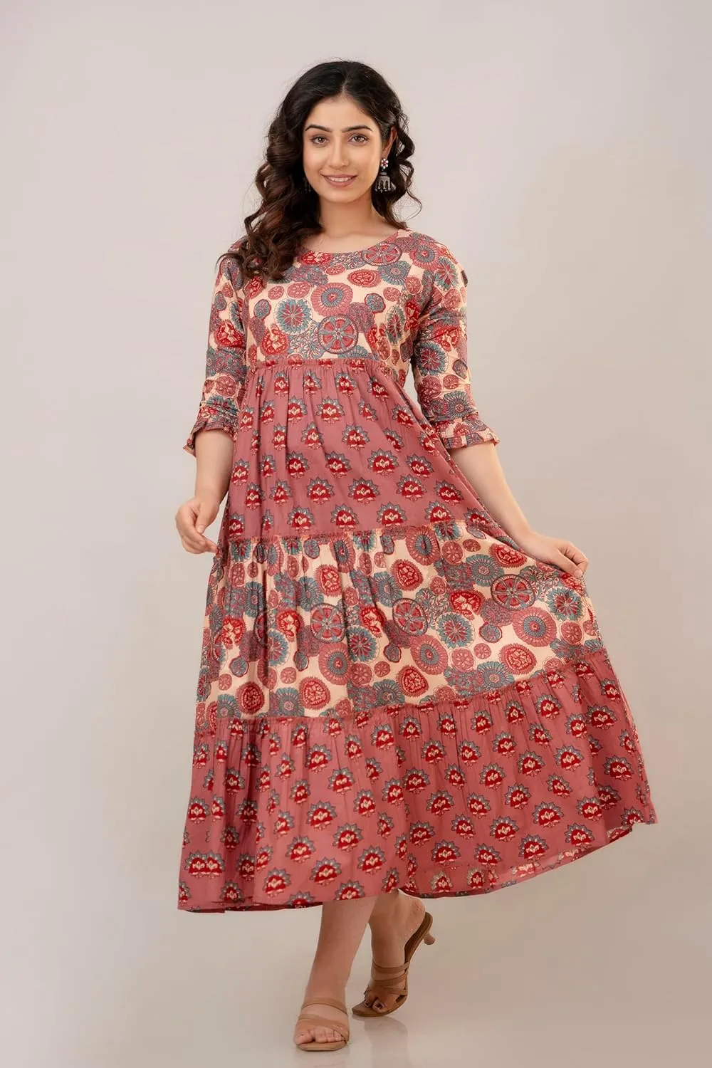 Women's Maternity Kurti for Women with Breastfeeding Dress with Floral Maxi Maternity Dress