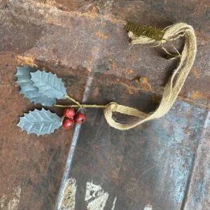 Zinc Holly with Red Berries Decoration - Walther & Co